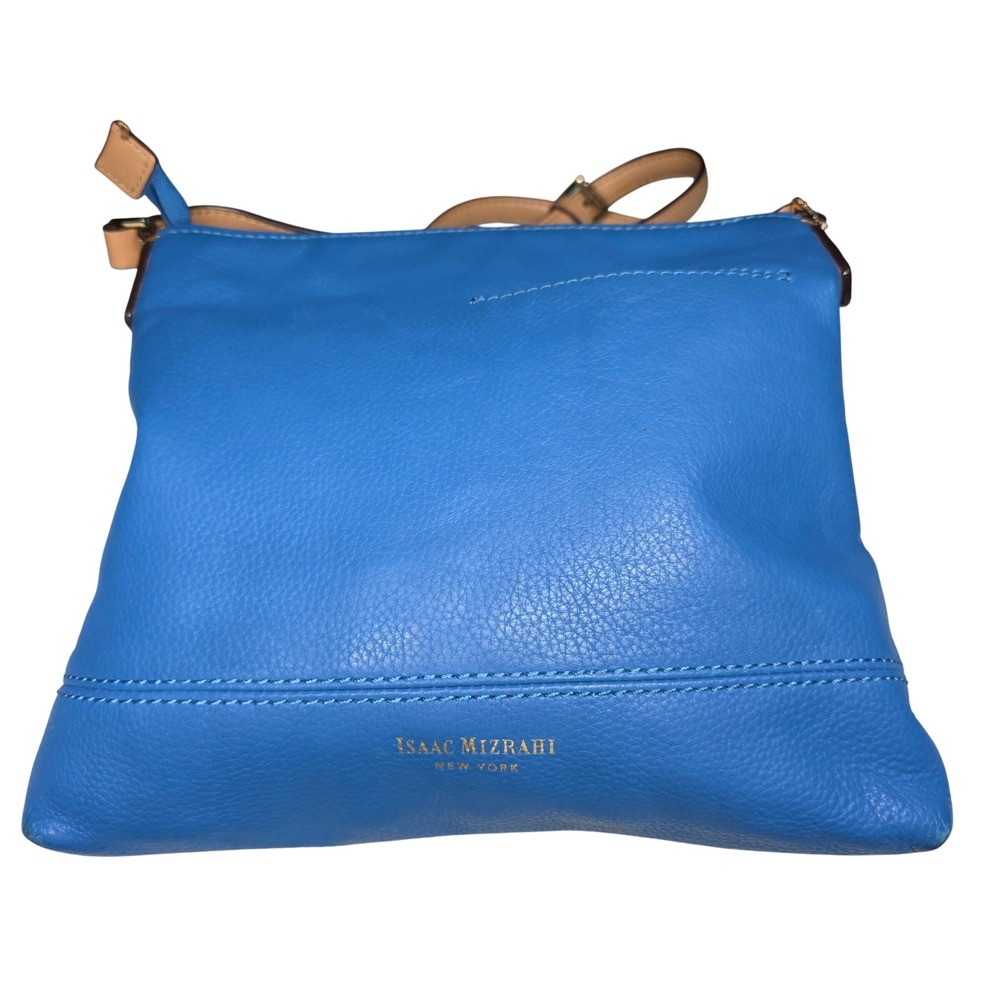 Isaac Mizrahi New York Blue Leather Crossbody‎ Bag Small Shoulder Purse